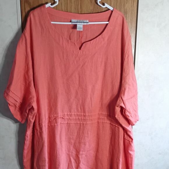 Vntg Jessie Sport 100% Linen Maxi Dress Plus Relaxed Minimalist Resort sz. 5X - Picture 2 of 7